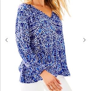 Lilly Pulitzer Willa Top Taverna Tile Small Long Sleeve